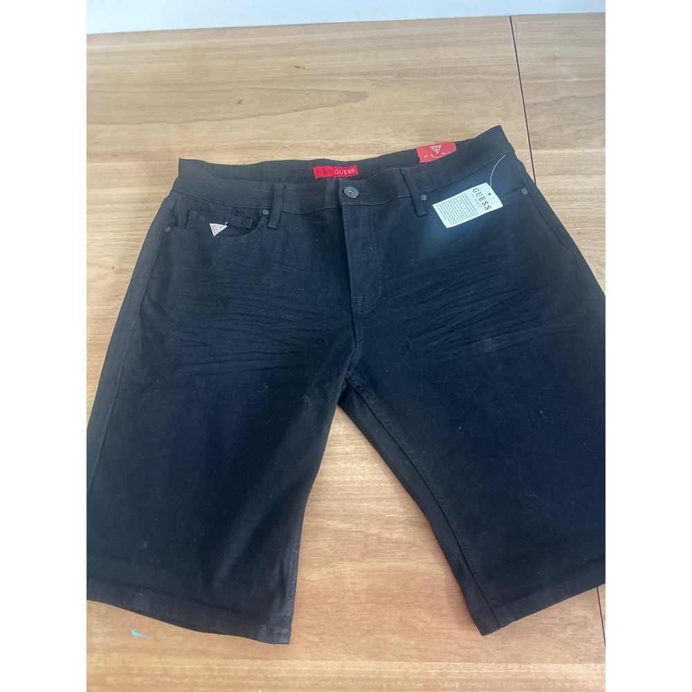 Guess Los Angeles Mens Skinny Denim Shorts Black Wash Stretch Sz 36 NWT